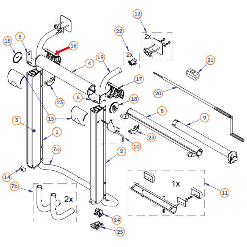 BR-Systems Endkappe hinten links zu Bike Lift (Nr. 0500465)