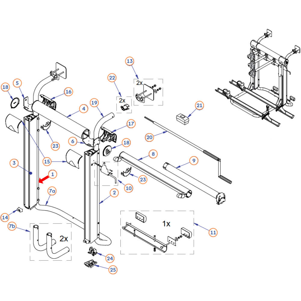 BR-Systems Festes Führungsprofil 750 mm für Bike Lift (Nr. 5001761)