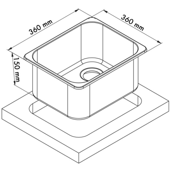 Carbest Spüle quadratisch, 36 x 36 cm