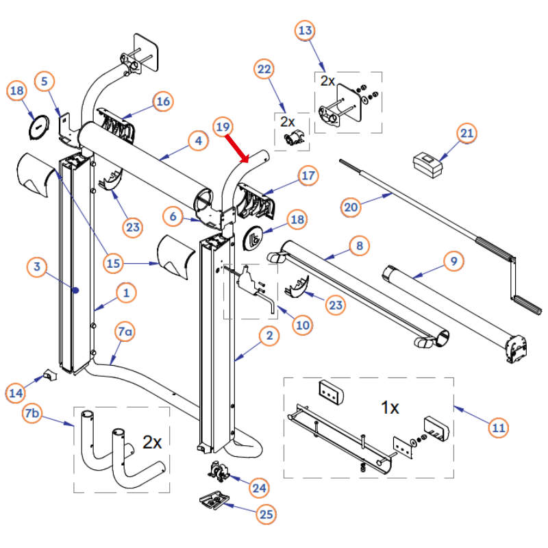 BR-Systems Oberes Befestigungsrohr 35 x 3 mm zu Bike Lift (Nr. 0300251)